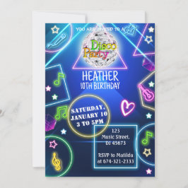 Invitación de la fiesta Neon Disco