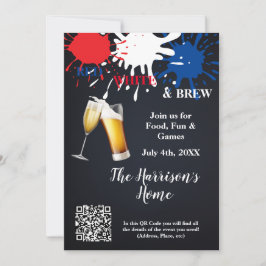 Invitación de la fiesta Red, White y Brew