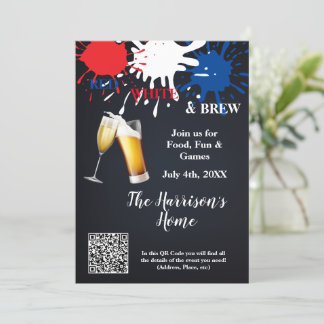 Invitación de la fiesta Red, White y Brew