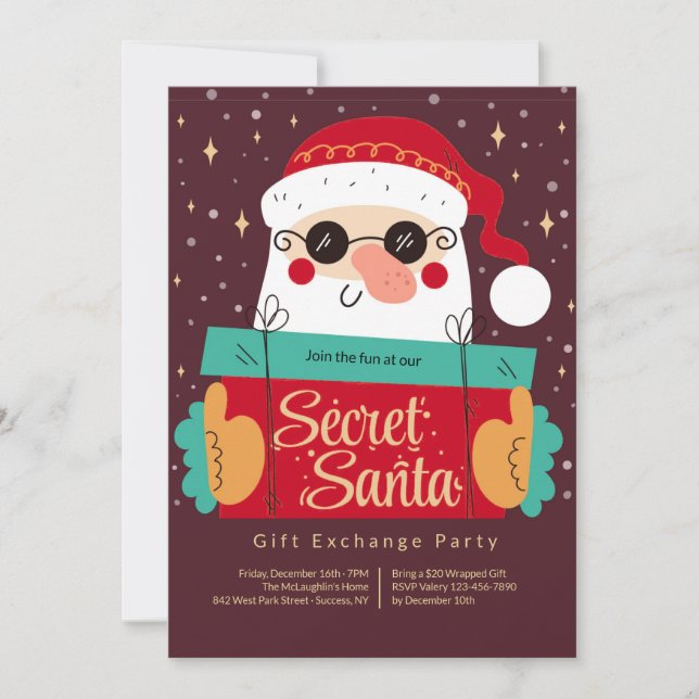 Invitación de la fiesta secreta de Santa (Anverso)