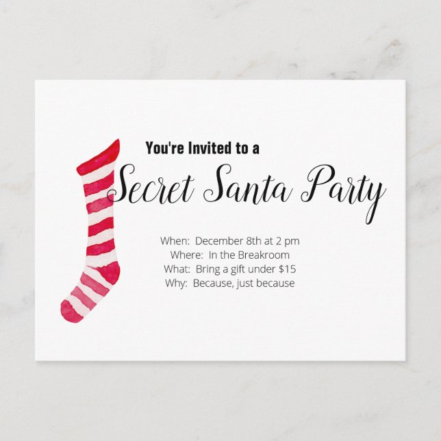 Invitación de la fiesta secreta de Santa (Anverso)