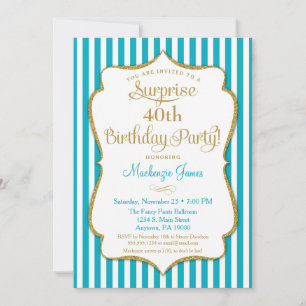Invitación de la fiesta sorpresa Turquoise Aqua Go