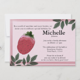 Invitación de la fiesta Watercolor Strawberry Fiel