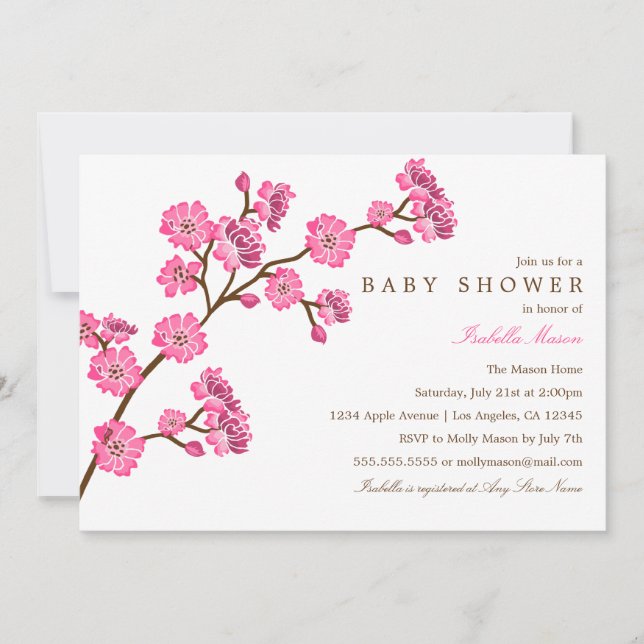 Invitación de la flor de cerezo el | Baby Shower (Anverso)