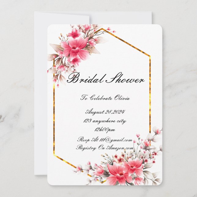 INVITACIÓN DE LA FLORAL DE LA DUCHA BRIDAL (Anverso)