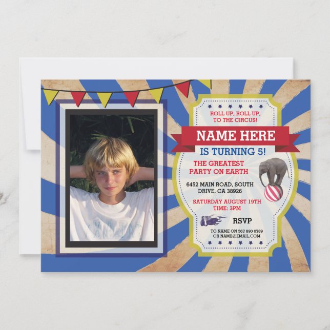 Invitación de la foto de la fiesta de cumpleaños (Anverso)