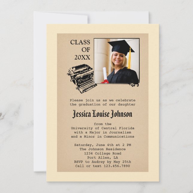 Invitación de la foto de la graduación del (Anverso)