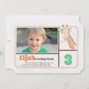 Invitación de la foto de la jirafa