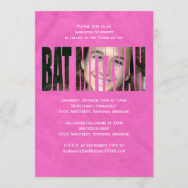 Invitación de la foto de Mitzvah del palo en rosas