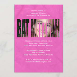 Invitación de la foto de Mitzvah del palo en rosas