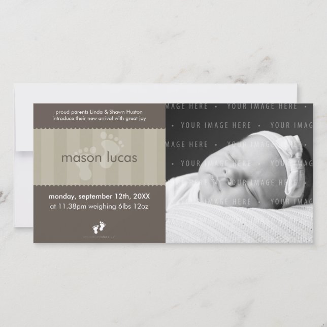 Invitación DE LA FOTO DEL BEBÉ: pies felices 8L (Anverso)