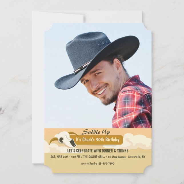 Invitación de la foto del cráneo de la vaca (Anverso)