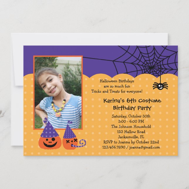 Invitación de la foto del cumpleaños de Halloween (Anverso)