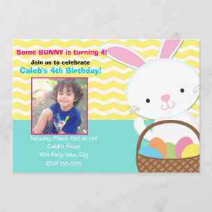 Invitación de la foto del cumpleaños de Pascua del