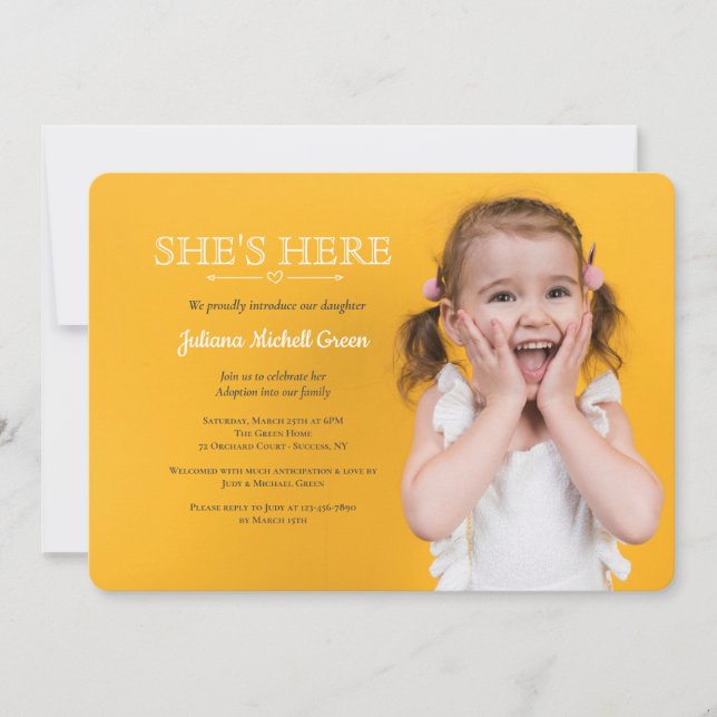 Invitación de la foto del fiesta de la adopción (Anverso)