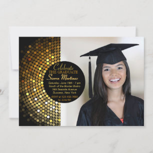 Invitación de la foto del graduado que destella