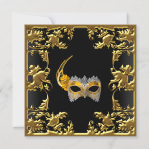 Invitación de la Gala de Glamour Negro Dorado Eleg
