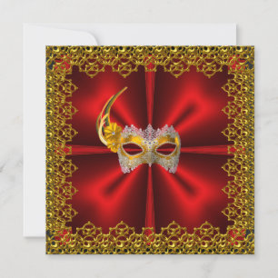 Invitación de la Gala Glamour Elegante Rojo Dorado