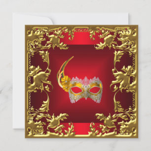 Invitación de la Gala Glamour Elegante Rojo Negro