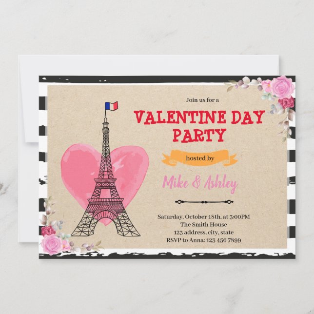 Invitación de la galentina valentina de París (Anverso)