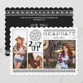Invitación de la graduación de 3 fotos {Boho}