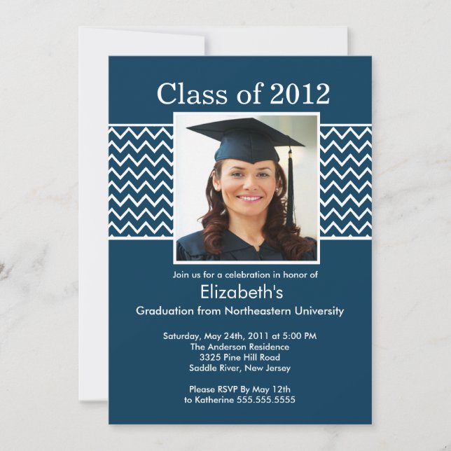 Invitación de la graduación de la foto de Chevron (Anverso)