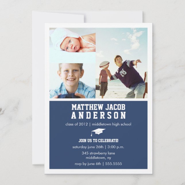 Invitación de la graduación de la foto de la (Anverso)