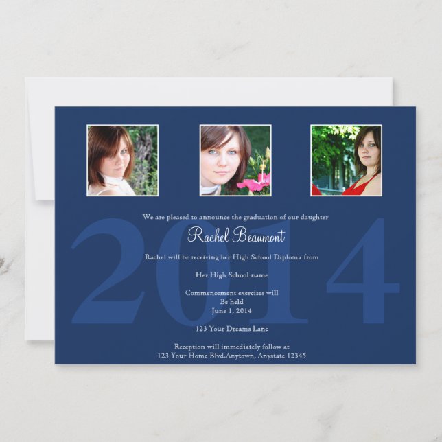 Invitación de la graduación de la foto de los (Anverso)