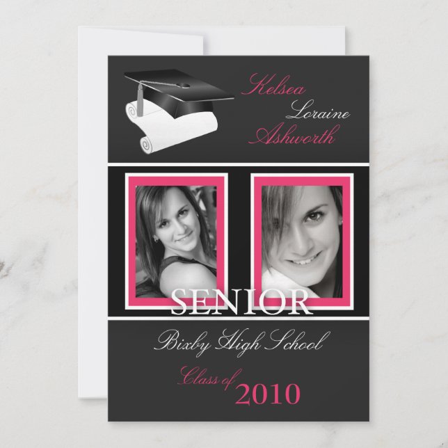 invitación de la graduación de la foto del (Anverso)