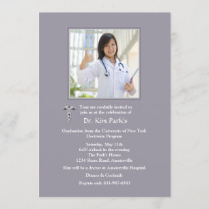 Invitación de la graduación de la foto del caduceo