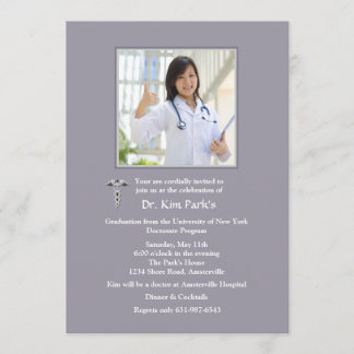 Invitación de la graduación de la foto del caduceo
