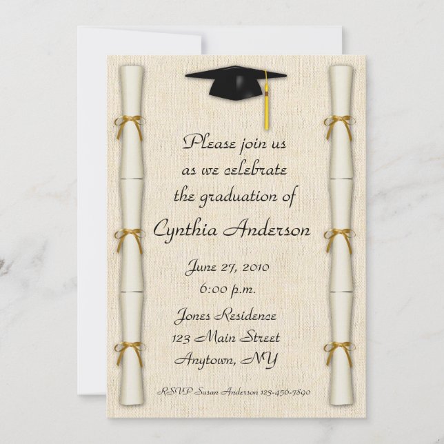 Invitación de la graduación de la frontera del (Anverso)