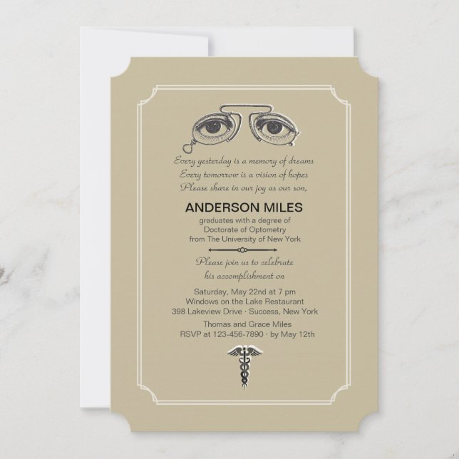 Invitación de la graduación de las lentes del (Anverso)