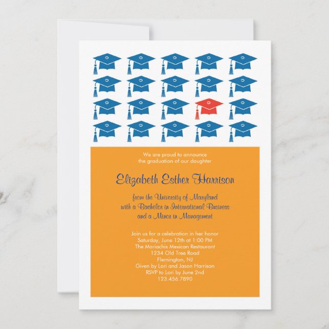 Invitación de la graduación del casquillo (Anverso)