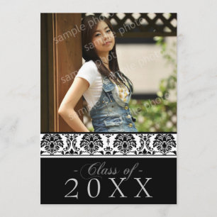 Invitación de la graduación del damasco 5x7