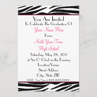 Invitación de la graduación del estampado de zebra