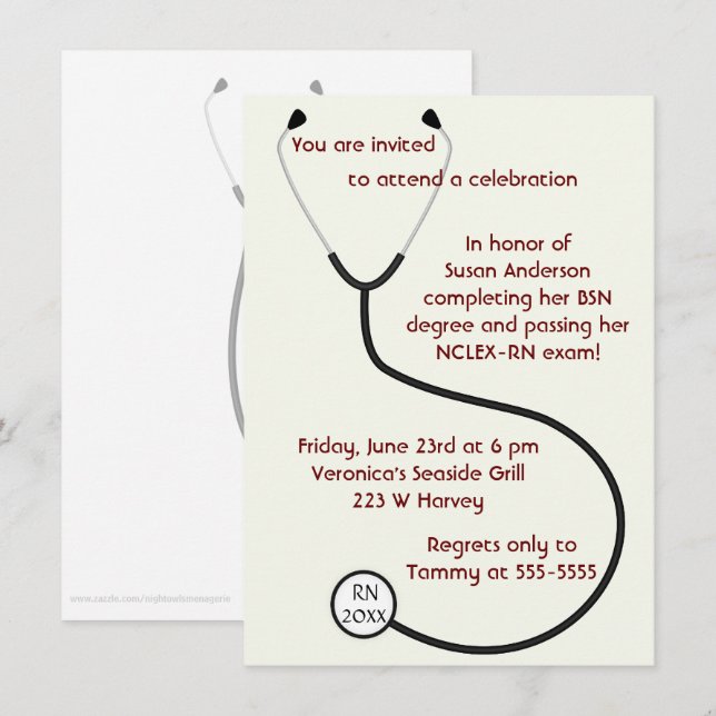 Invitación de la graduación del grado médico o de (Anverso / Reverso)