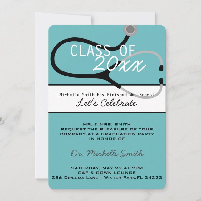 Invitación de la graduación del médico del (Anverso)