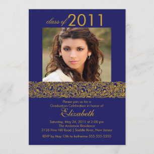 Invitación de la graduación del oro y de la foto