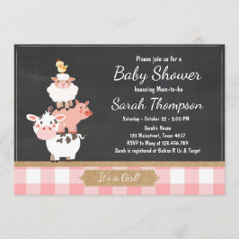 Invitación de la granja Baby Shower País Bebé Rosa