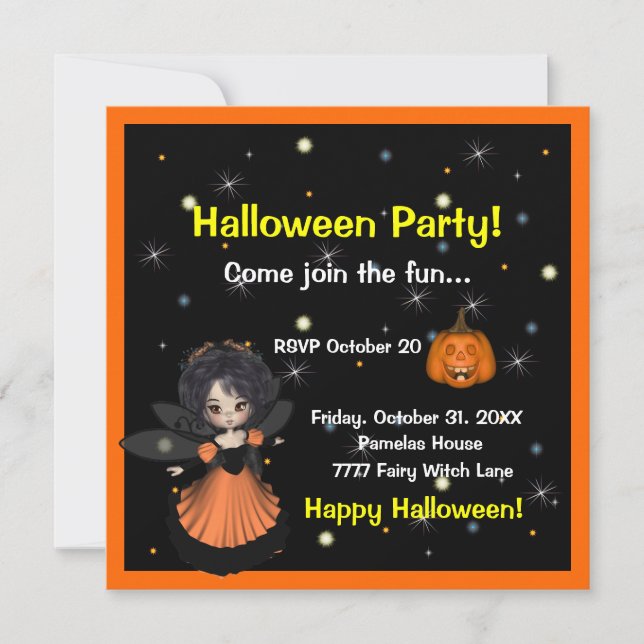 Invitación de la hada de Halloween (Anverso)