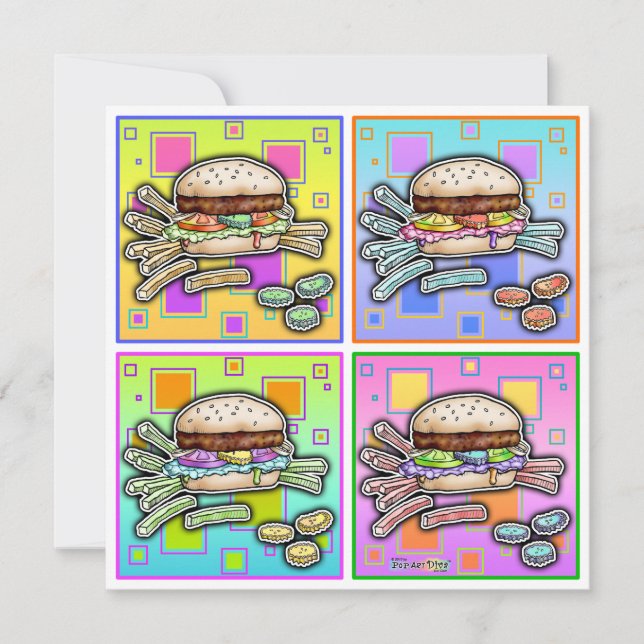 INVITACIÓN de la HAMBURGUESA del arte pop (Anverso)