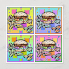 INVITACIÓN de la HAMBURGUESA del arte pop