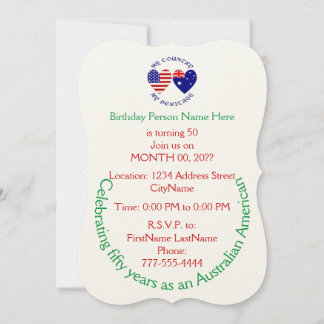 Invitación de la herencia del país americano austr