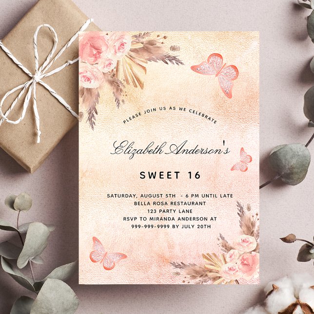 Invitación de la hierba de la pampa de la mariposa (Subido por el creador)