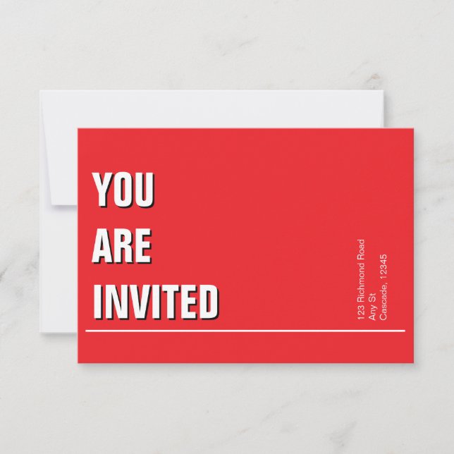 Invitación de la Iglesia Mínima Roja Brillante (Anverso)