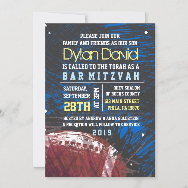 Invitación de la invitación a Mitzvah del FOOTBALL (Anverso)