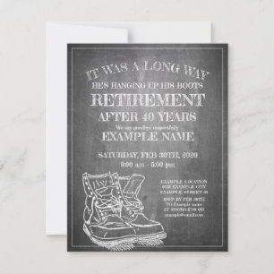 Invitación de la jubilación con botas viejas V3.0