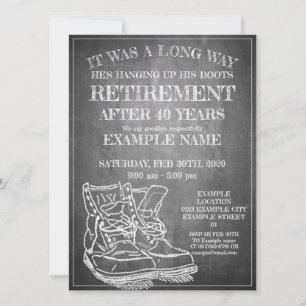 Invitación de la jubilación con botas viejas V3.0