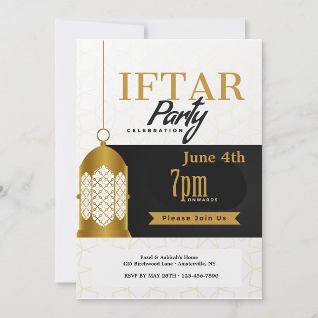 Invitación de la linterna del fiesta de Iftar (Anverso)